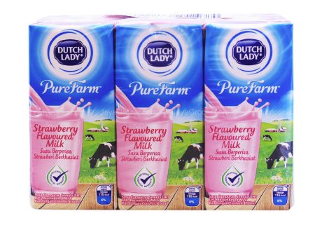 Dutch Lady Pure Farm Strawberry UHT Milk 200ml x 6 Cheap