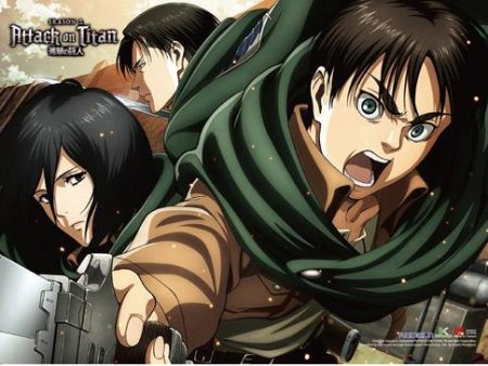 Attack on Titan 2: Eren, Mikasa & Levi Wall Scroll Online now