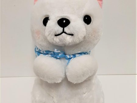 Amuse: White Puppy Blue Scarf 16.5  Plush Discount