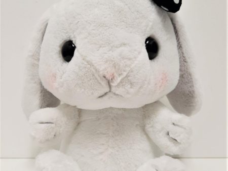 Amuse: White Bunny Black Polka-Dot Bow 10  Plush Online Hot Sale