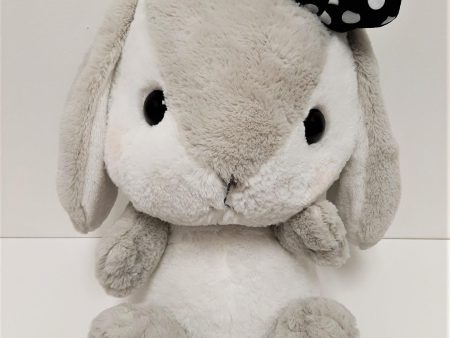 Amuse: Grey Bunny Black Polka-Dot Bow 16  Plush on Sale