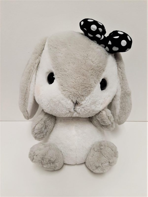 Amuse: Grey Bunny Black Polka-Dot Bow 16  Plush on Sale