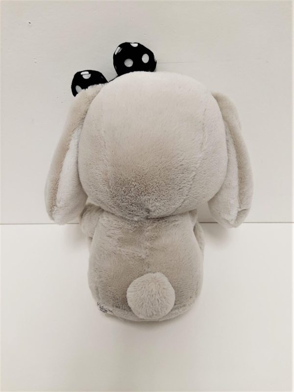 Amuse: Grey Bunny Black Polka-Dot Bow 10  Plush For Sale