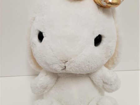 Amuse: White Bunny Gold Polka-Dot Bow 16  Plush For Cheap