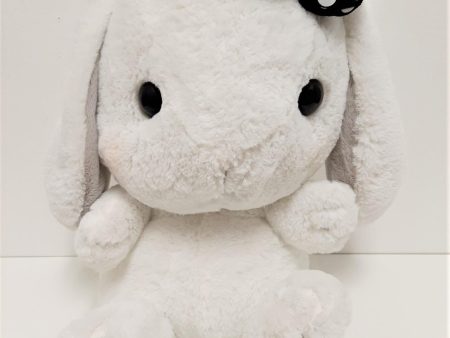 Amuse: White Bunny Black Polka-Dot Bow 16  Plush Supply