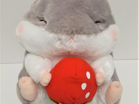 Amuse: Grey Hamster with Strawberry 14  Plush For Cheap