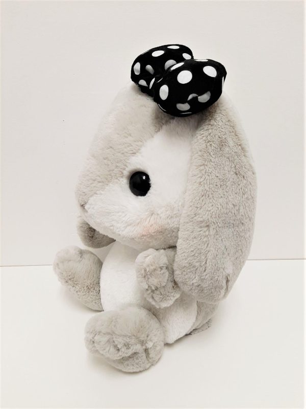 Amuse: Grey Bunny Black Polka-Dot Bow 16  Plush on Sale